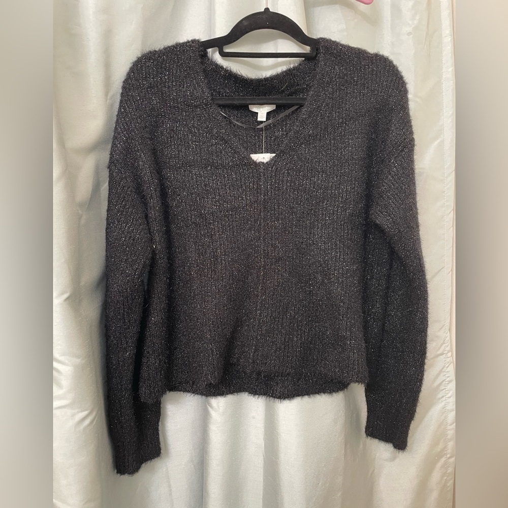 Nordstrom Abound black sweater fuzzy fabric